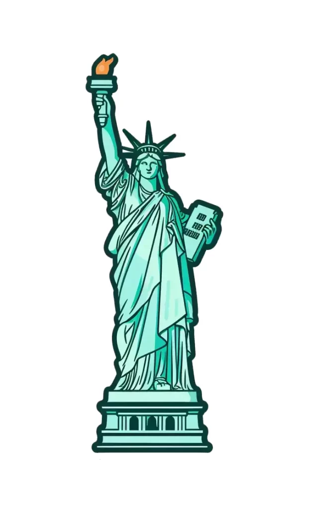 Statue of Liberty logo vector line illustration cartoon