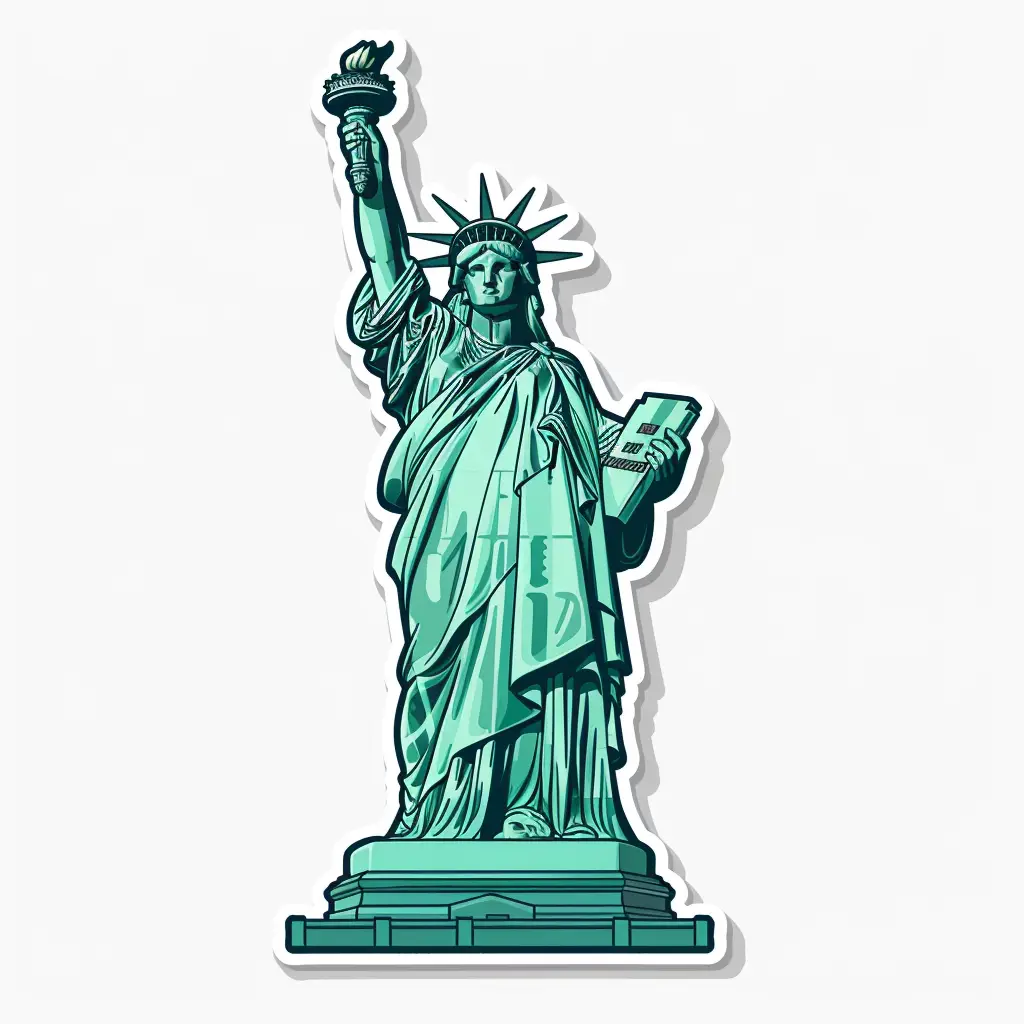 Statue of Liberty logo vector sticker line cartoon