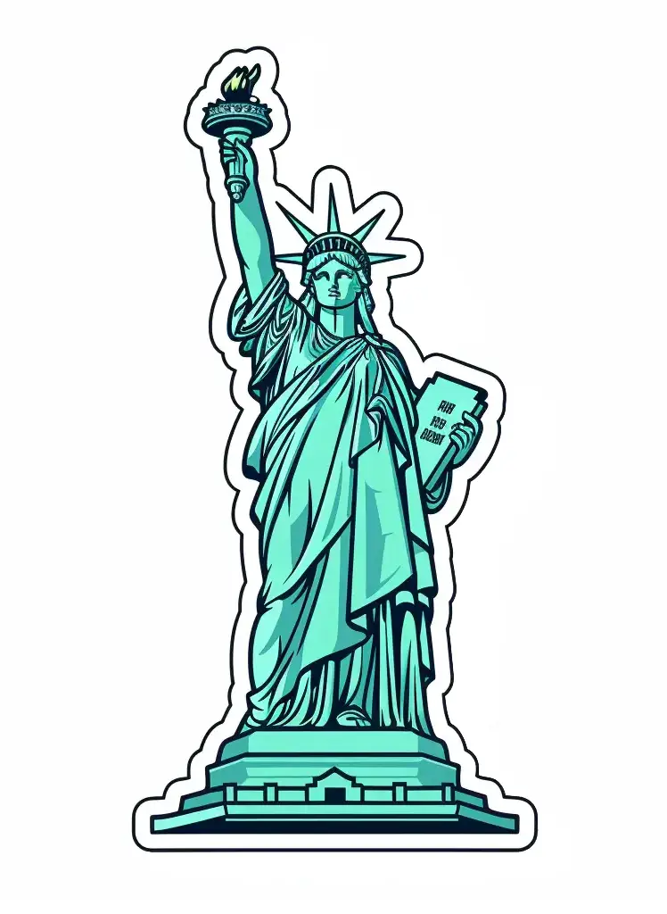 Statue of Liberty vector logo line sticker cartoon