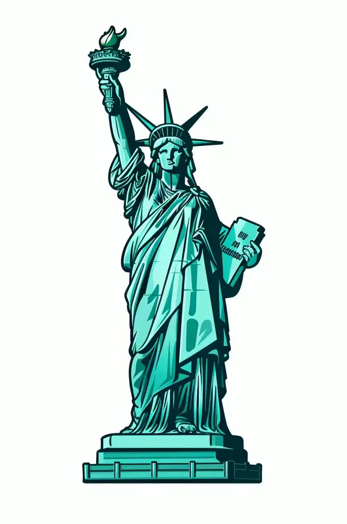 Statue of Liberty vector logo sticker line cartoon