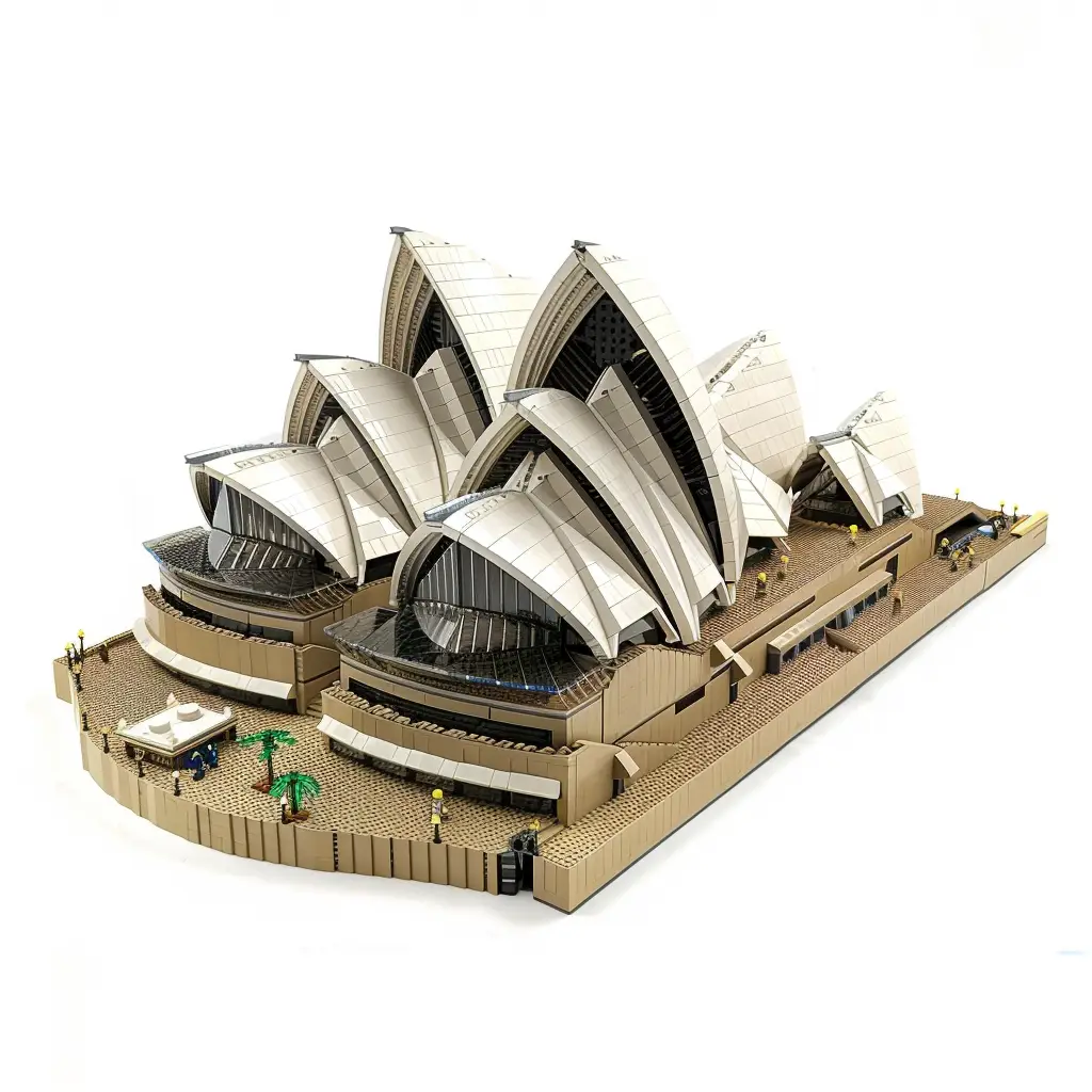 Sydney Opera House assembled 3D lego model scene