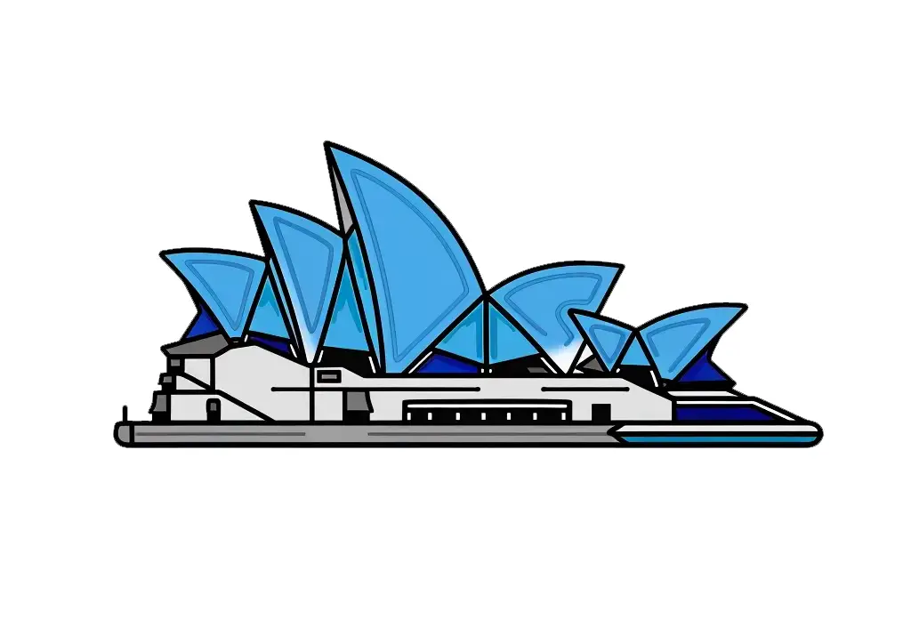 Sydney Opera House logo vector sticker line cartoon