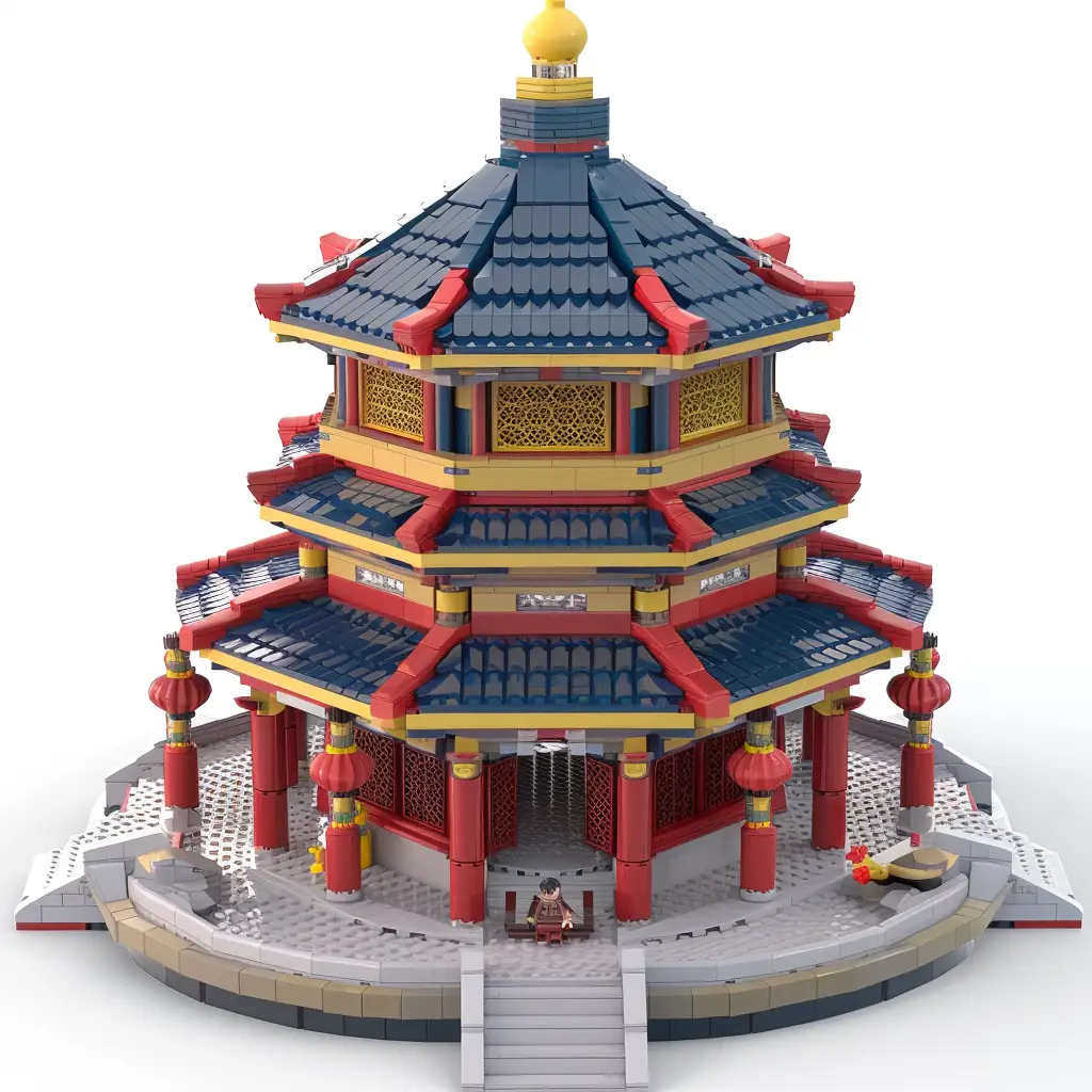 Temple of Heaven China assembled 3D lego model scene