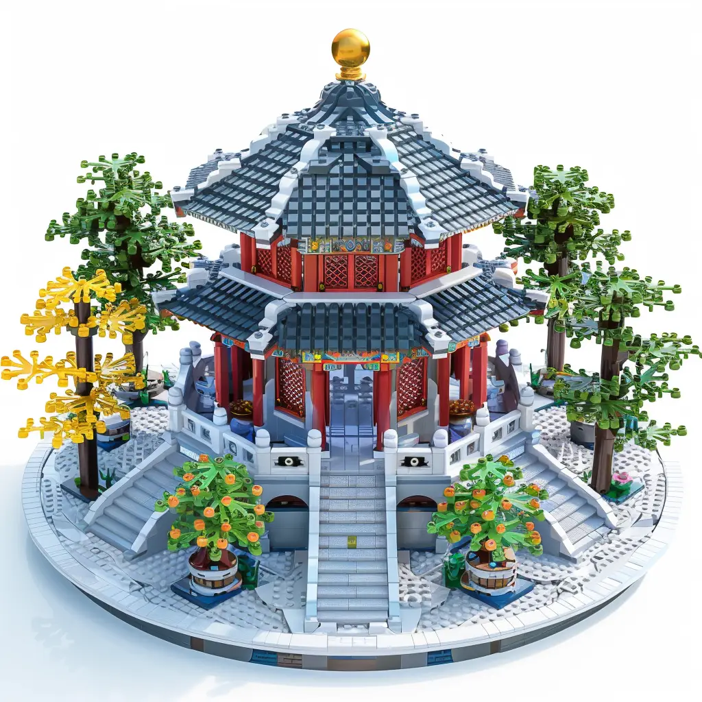 Temple of Heaven China assembled 3D model lego scene