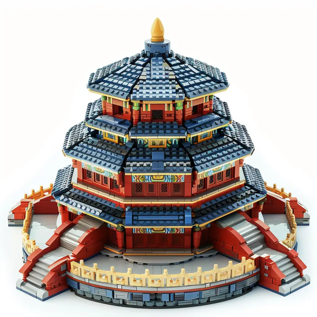 Temple of Heaven China assembled lego model 3D scene