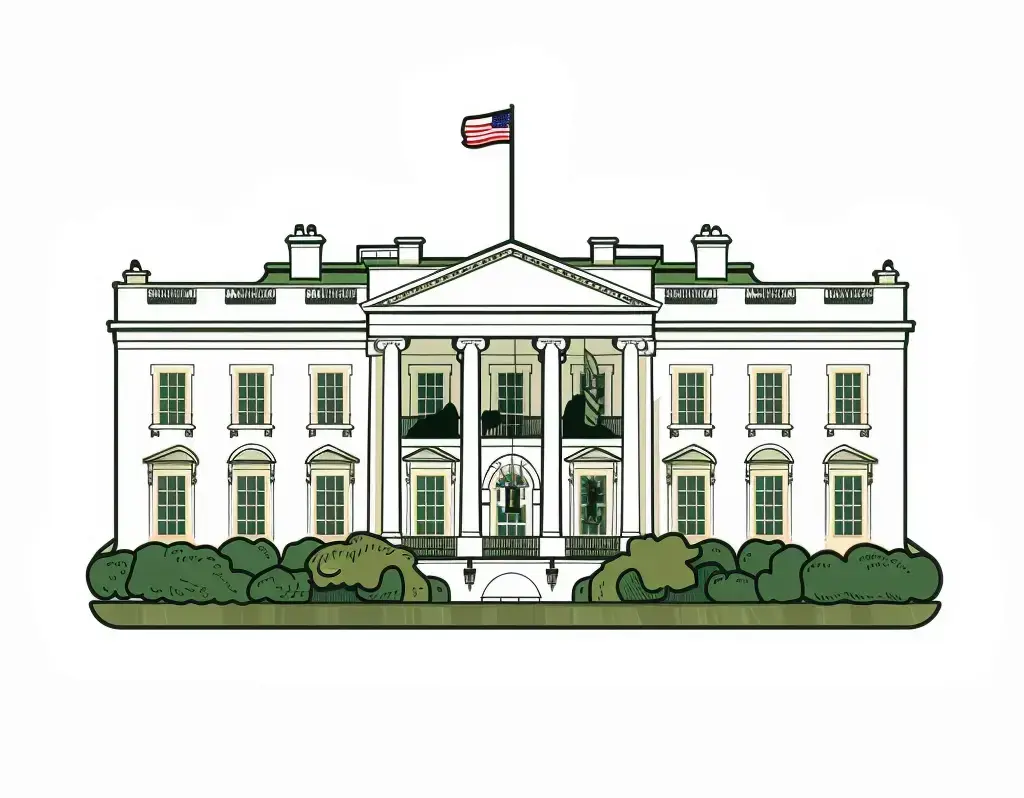 White House logo vector line sticker cartoon