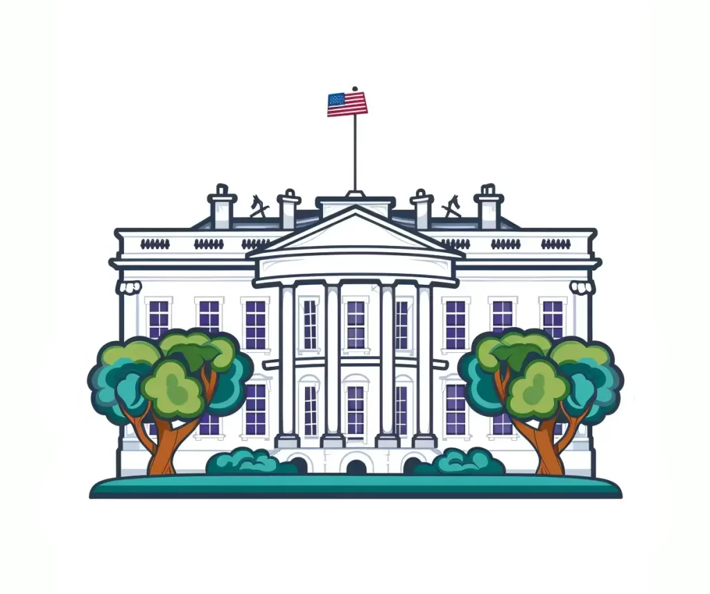 White House logo vector sticker line cartoon