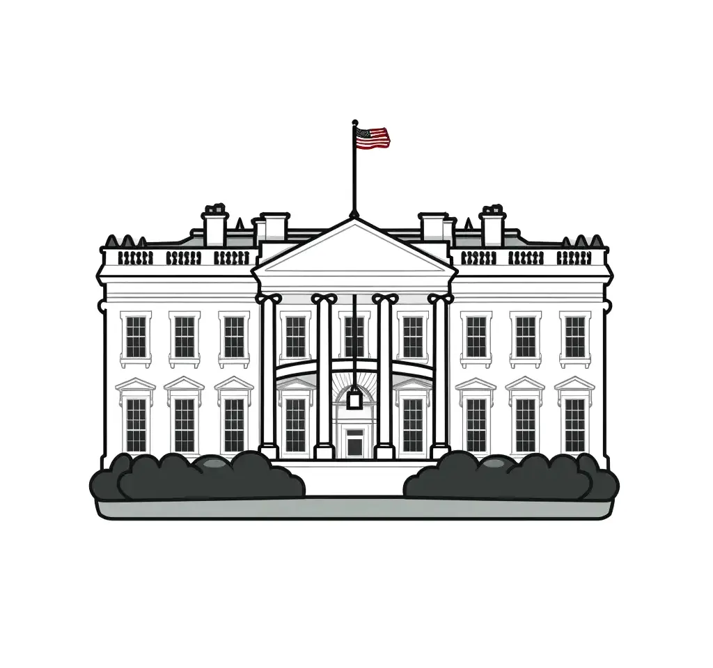 White House vector logo line sticker cartoon