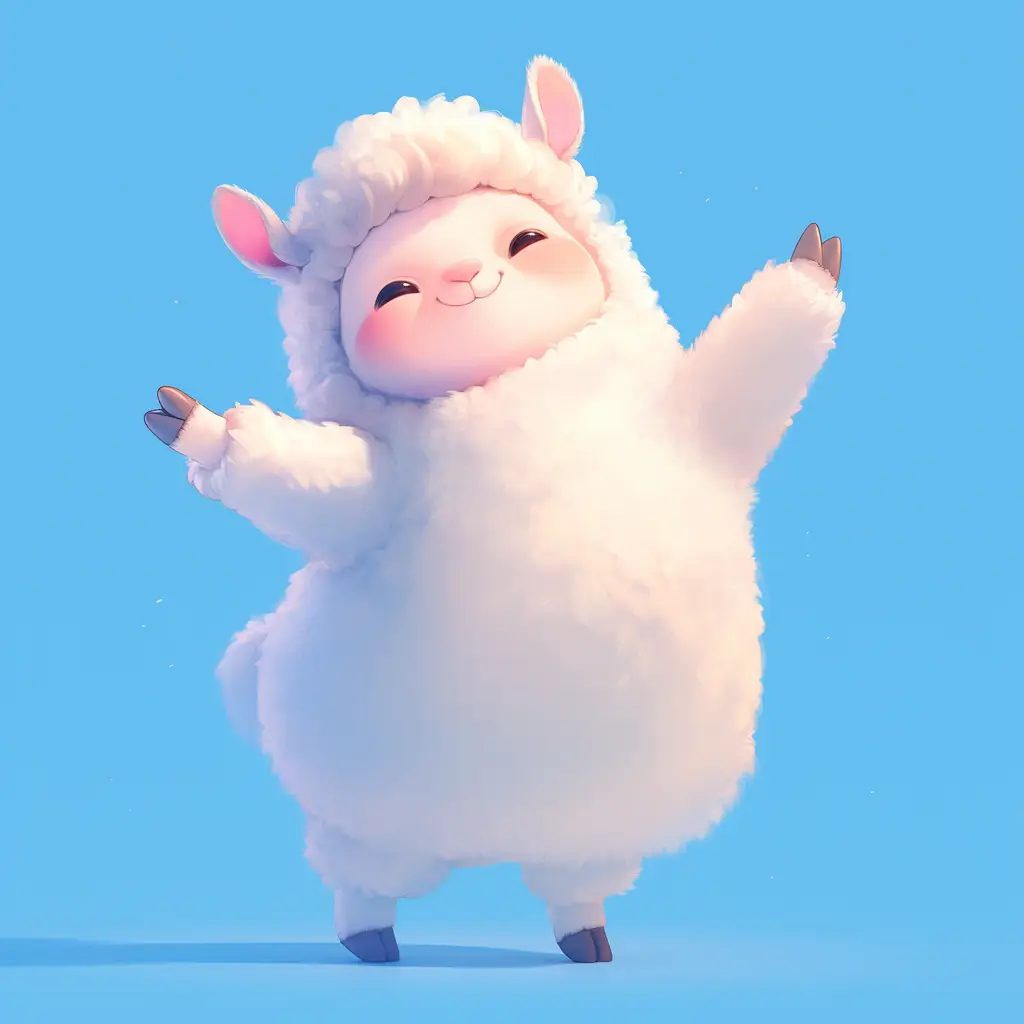 alpaca cute happy character 3D cartoon design