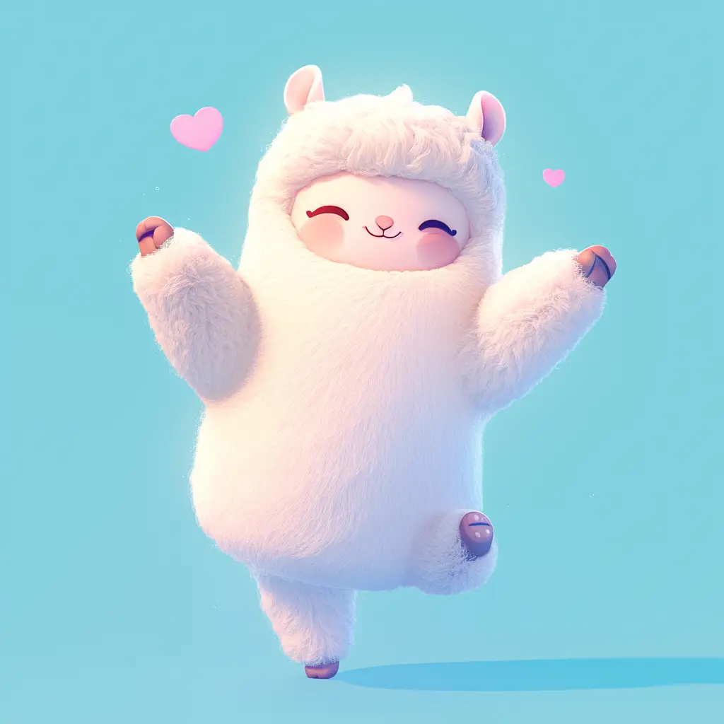 alpaca cute happy character 3D design cartoon