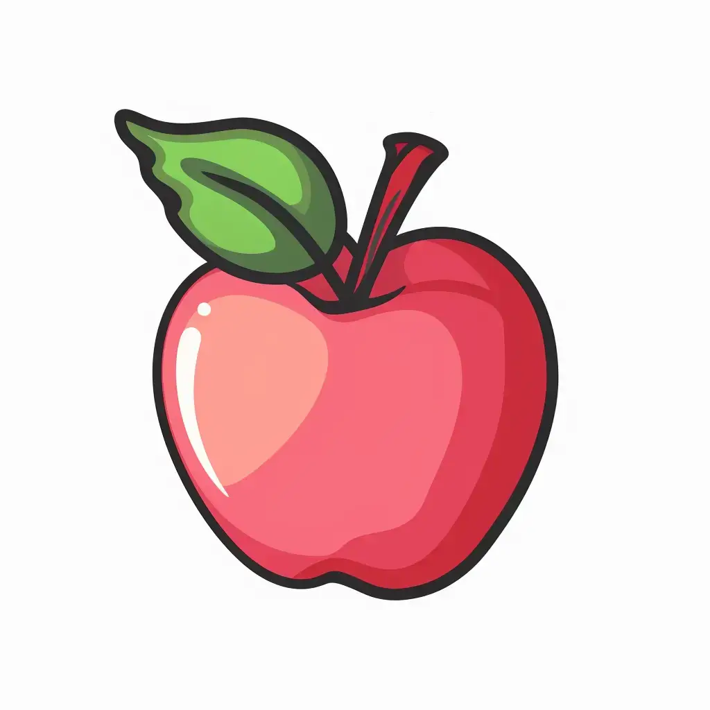 apple logo vector sticker line cute cartoon