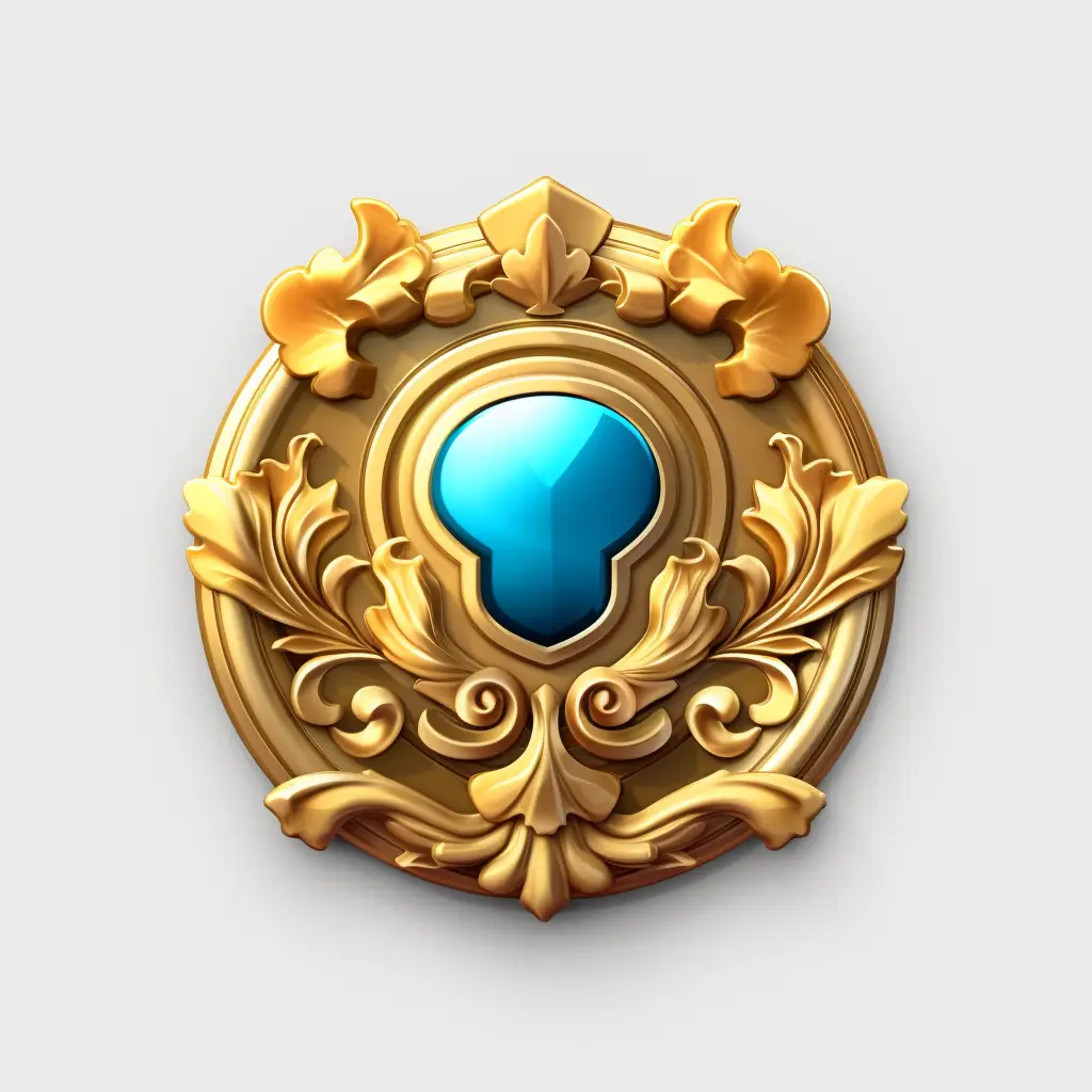 badge icon 3D material game UI art gold golden