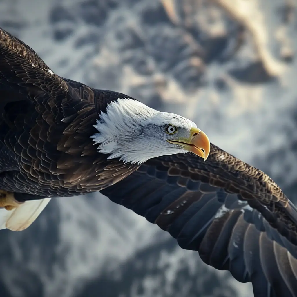 bald eagle flying fly hunt sky photography