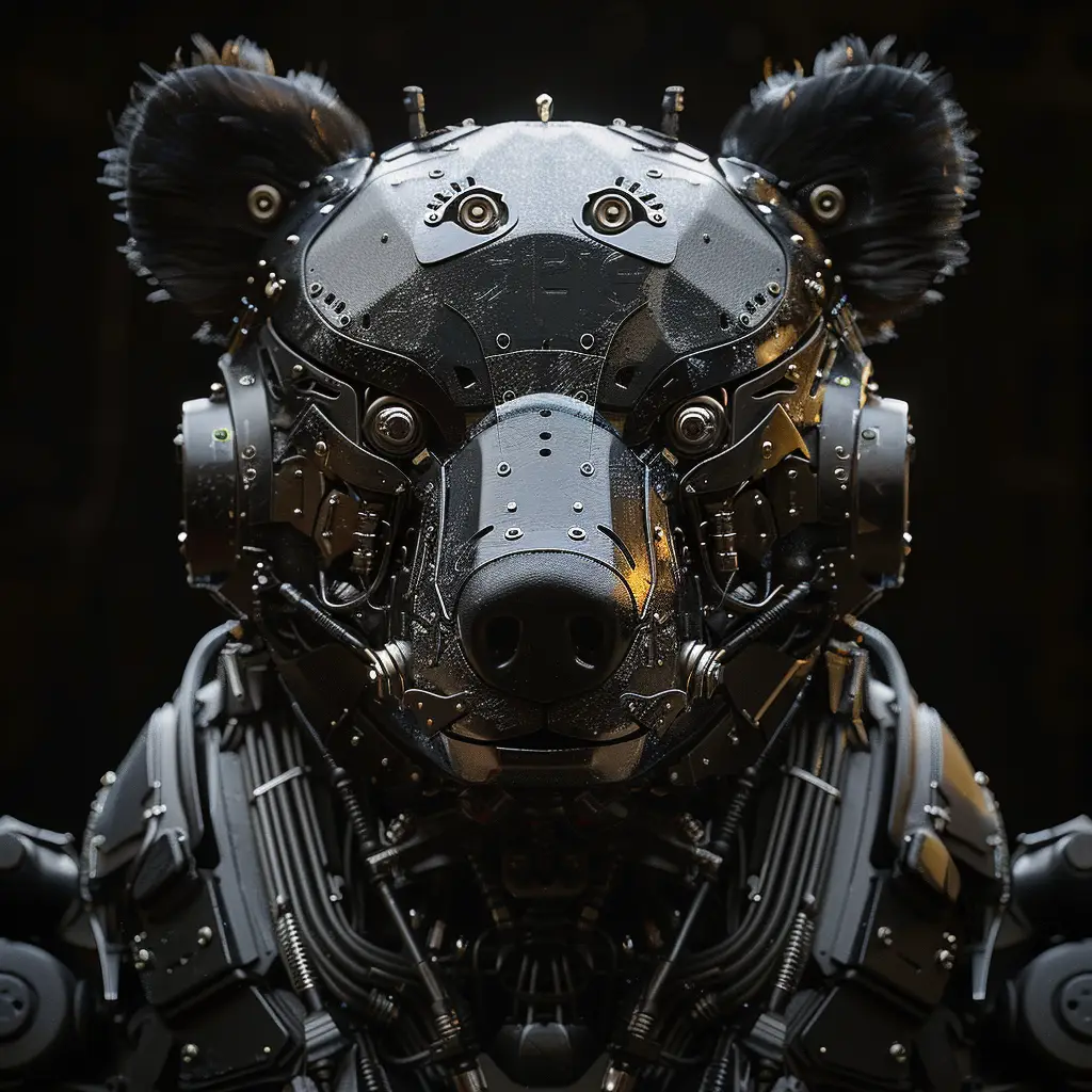bear mechanical head 3D mecha robotic science fiction AI