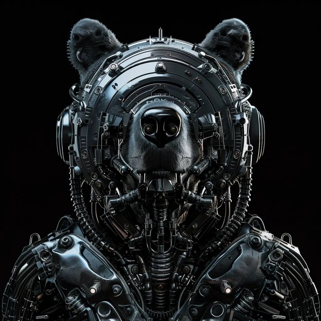 bear mechanical head 3D robotic mecha science fiction AI