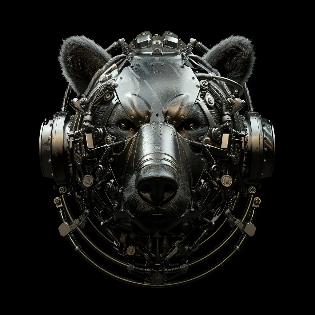 bear mechanical head robotic mecha science fiction 3D AI
