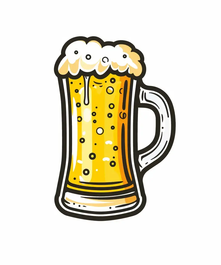 beer logo sticker vector line cute cartoon illustration