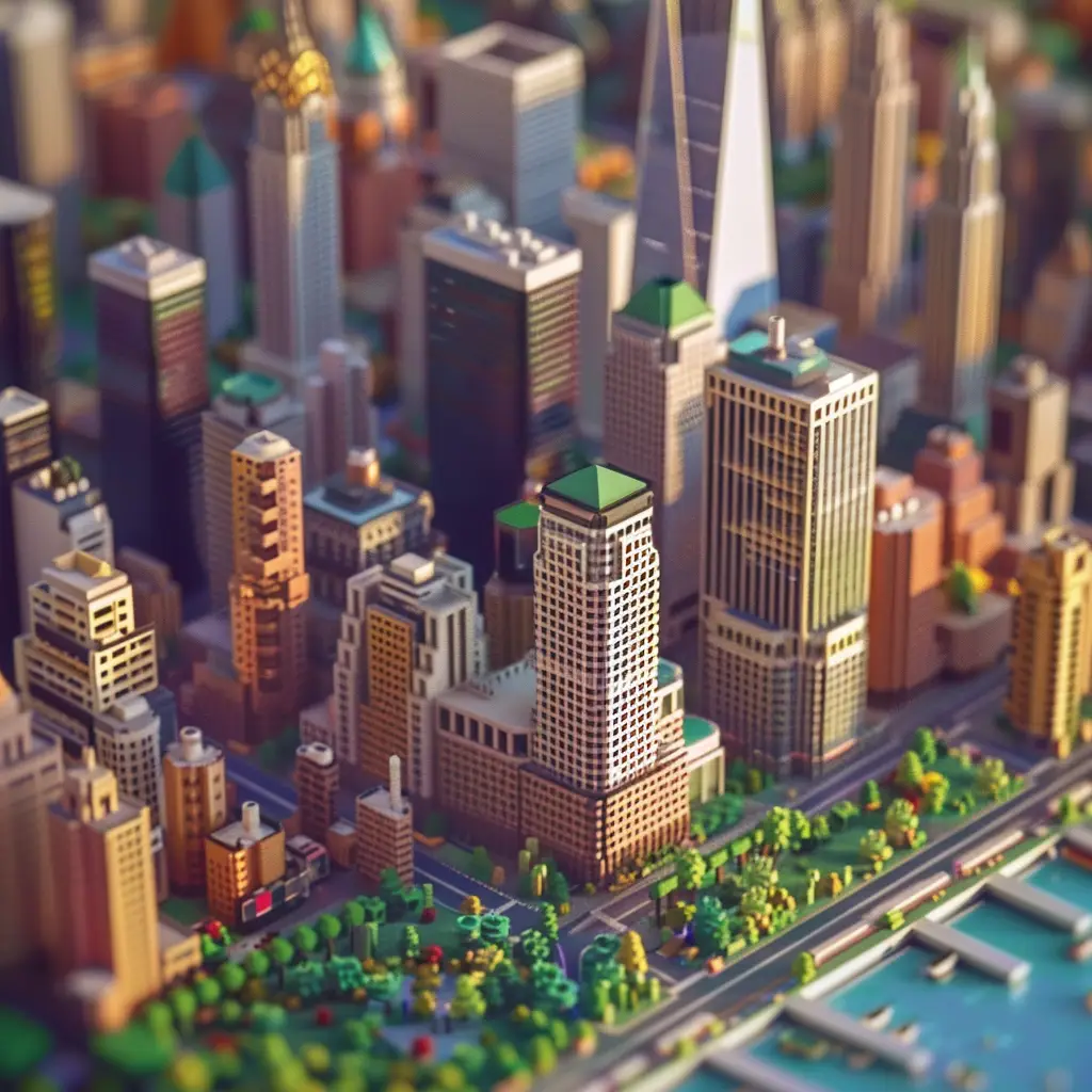 building tower city street flourishing assembled lego 3D model scene