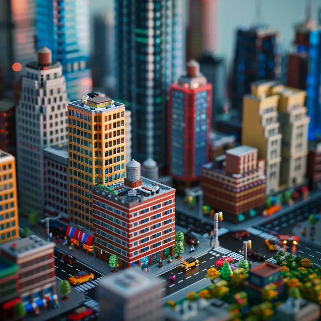 building tower city street flourishing assembled model 3D lego scene