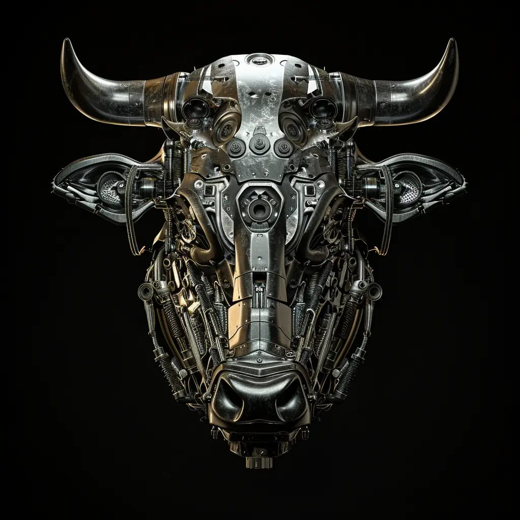 bull mechanical head mecha robotic science fiction 3D AI
