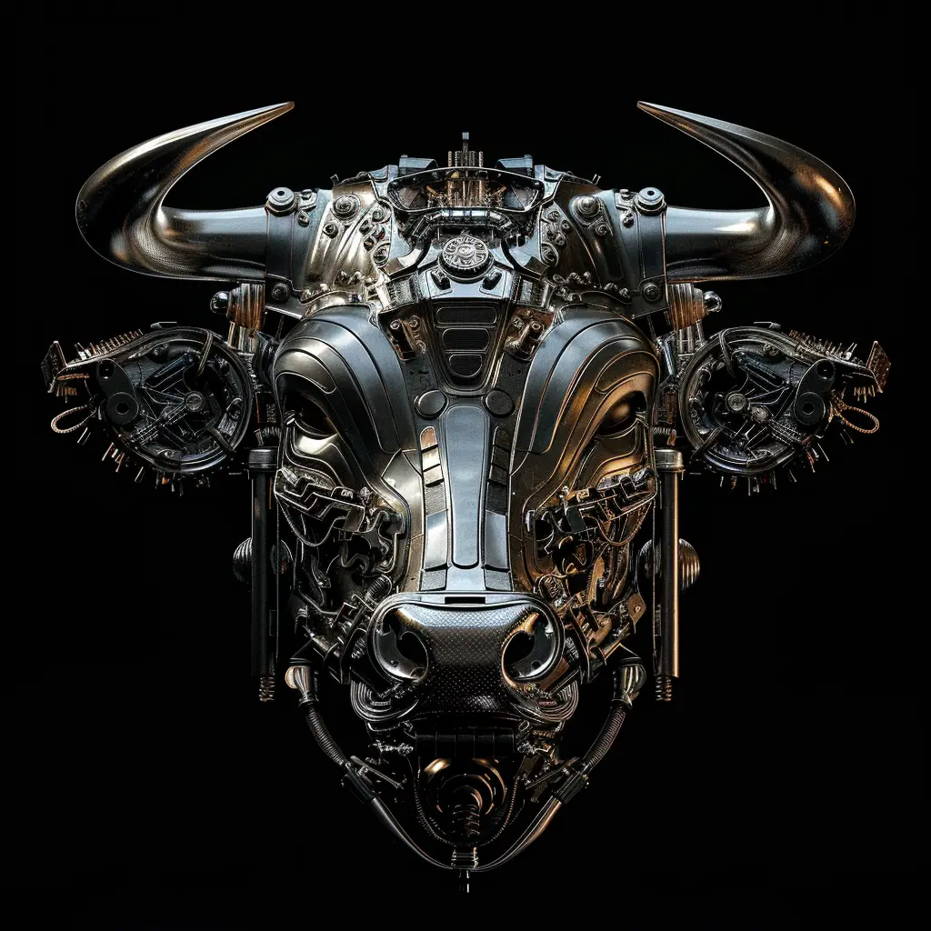 bull robotic mecha science fiction mechanical head 3D AI