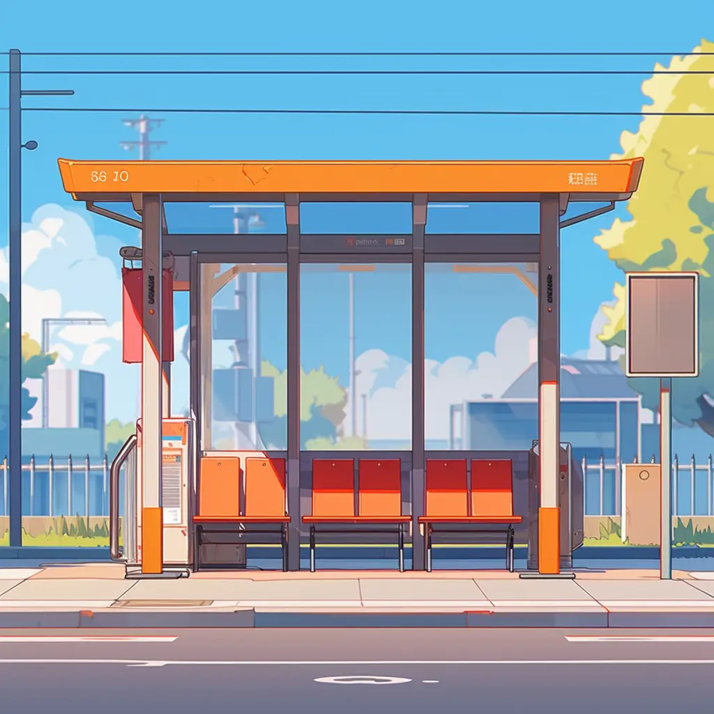 bus stop facade front illustration cartoon