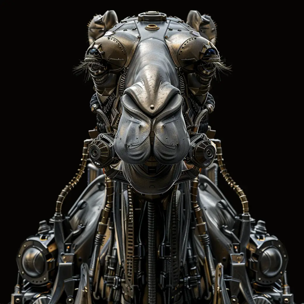 camel mechanical head mecha robotic science fiction 3D AI