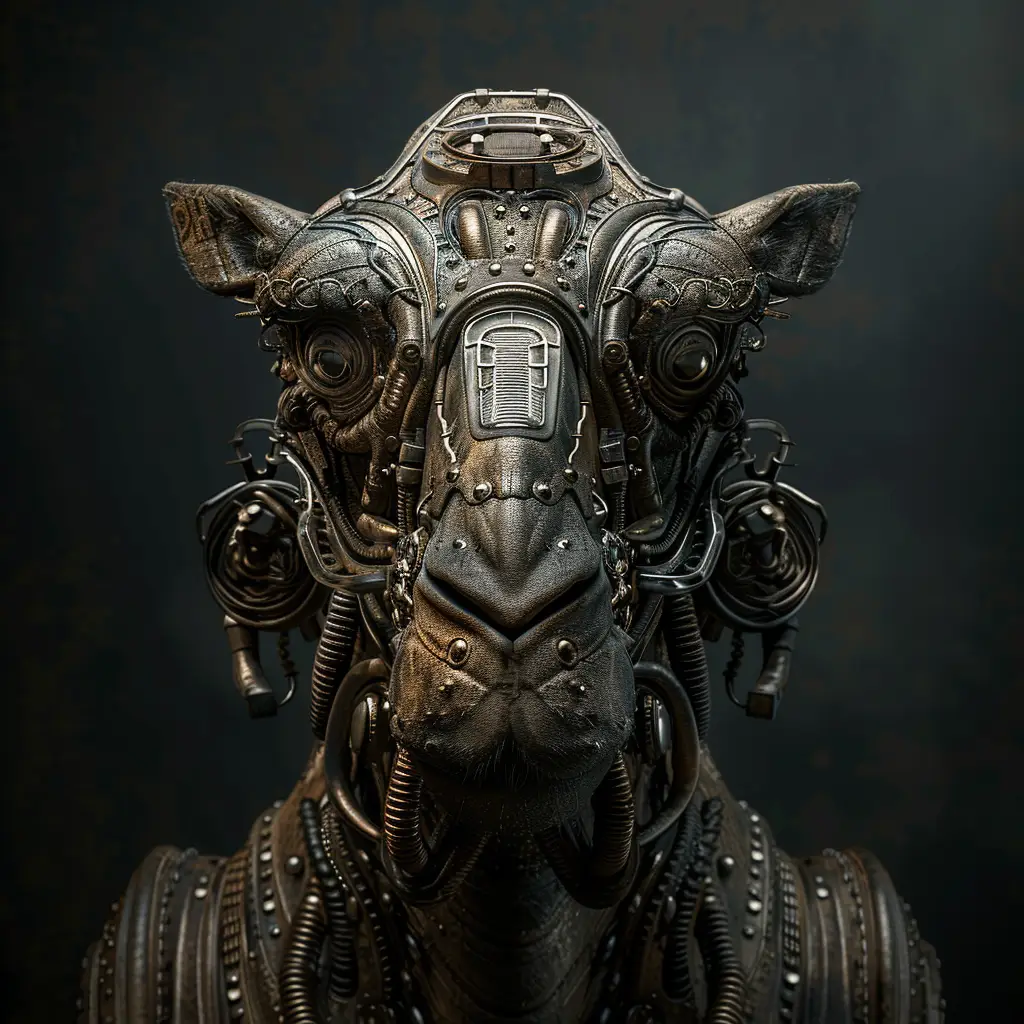 camel mechanical head robotic mecha science fiction 3D AI
