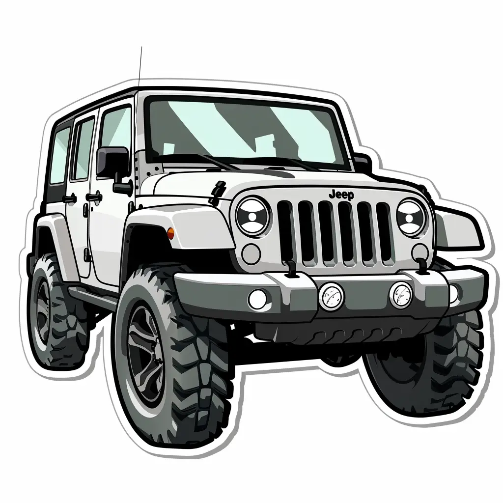 car jeep logo vector line sticker cartoon