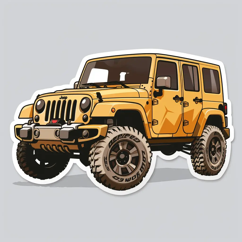 car jeep logo vector sticker line cartoon