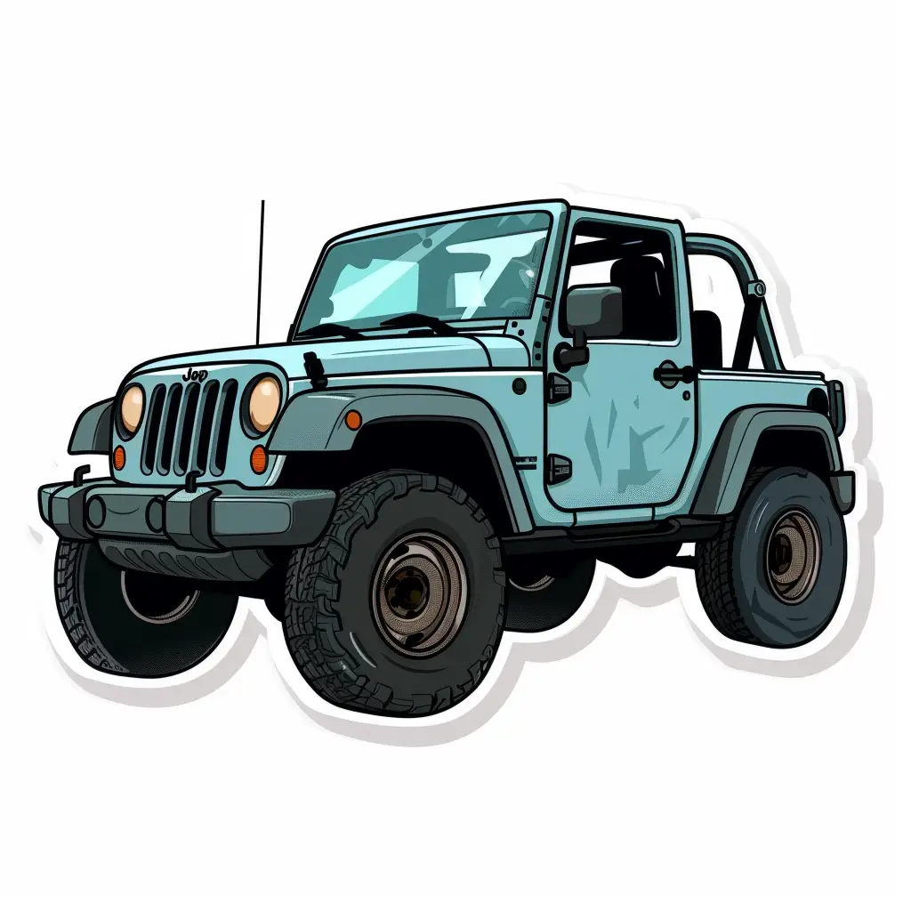 car jeep vector logo line sticker cartoon