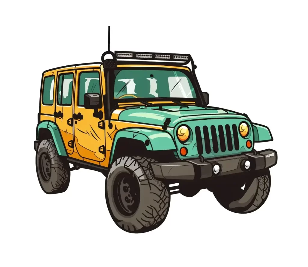 car jeep vector logo sticker line cartoon