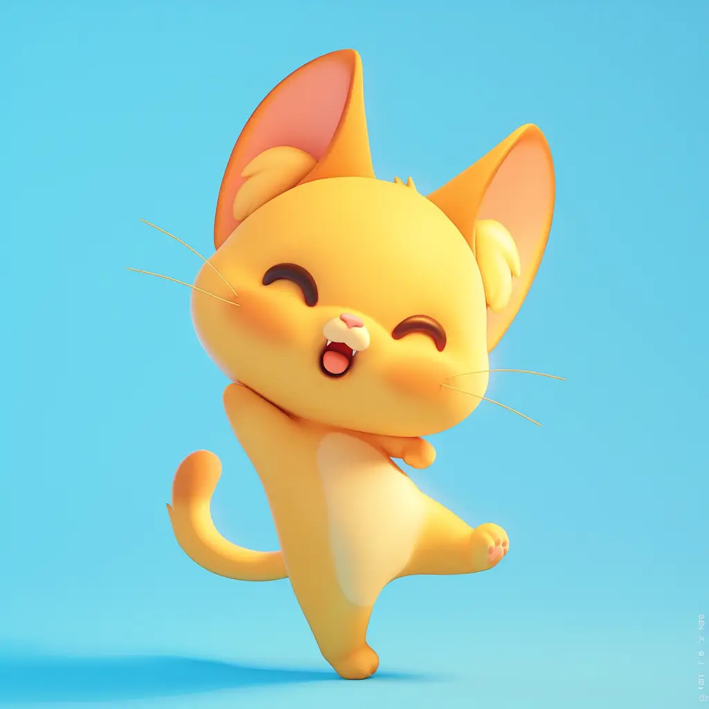 cat kitty cute happy 3D character cartoon design