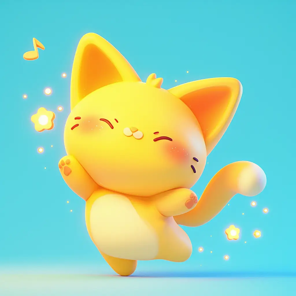 cat kitty cute happy 3D character design cartoon