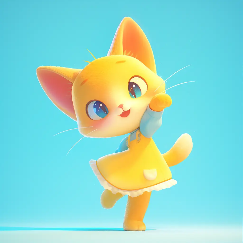 cat kitty cute happy character 3D design cartoon