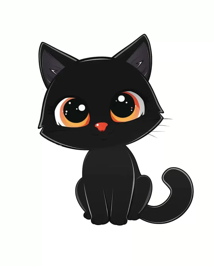 cat logo black vector sticker cute line cartoon illustration