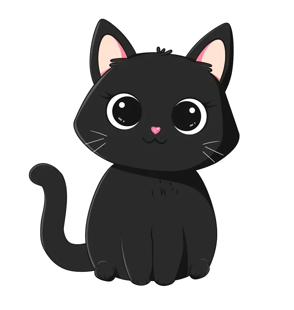 cat logo black vector illustration line cute cartoon