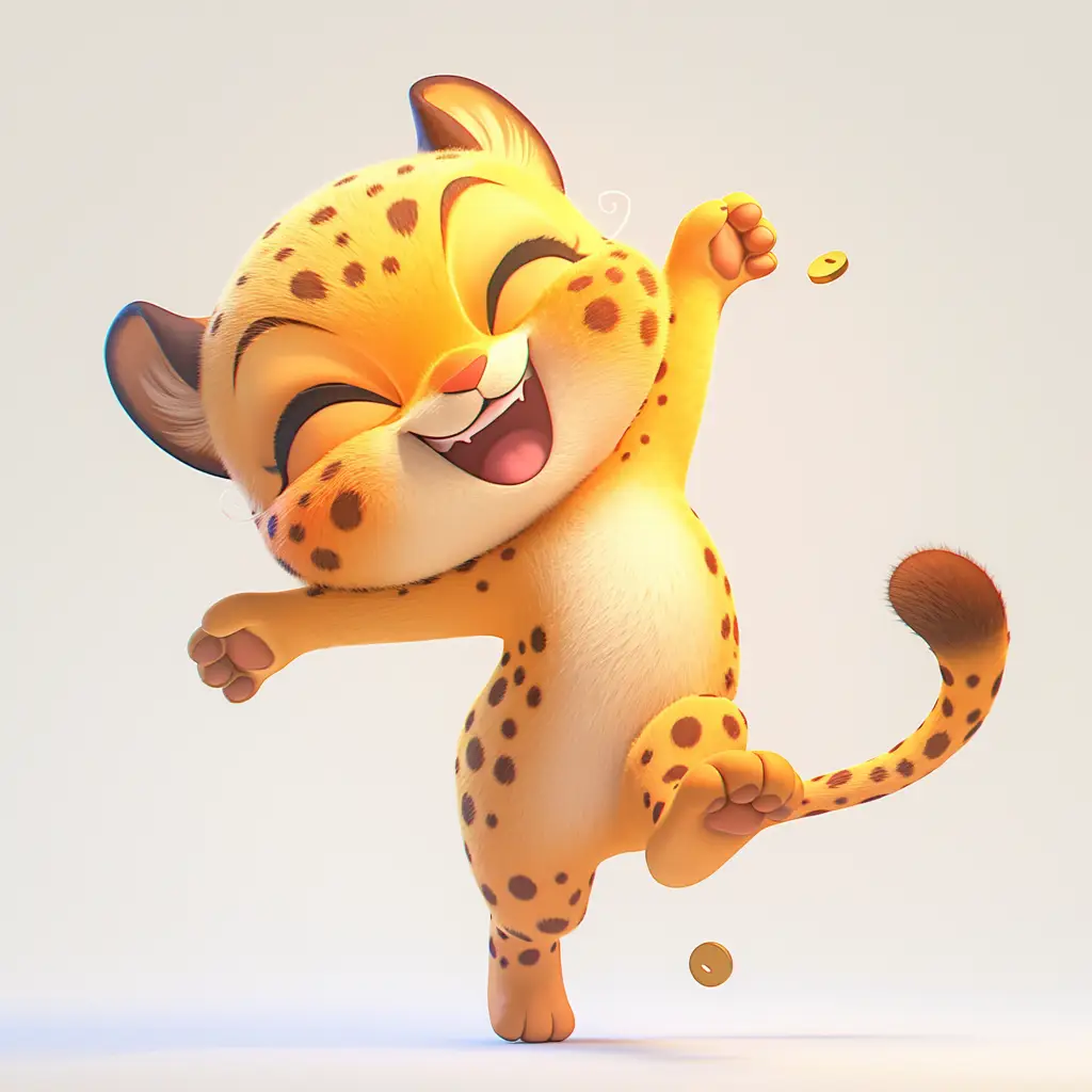 cheetah leopard cute happy 3D character cartoon design