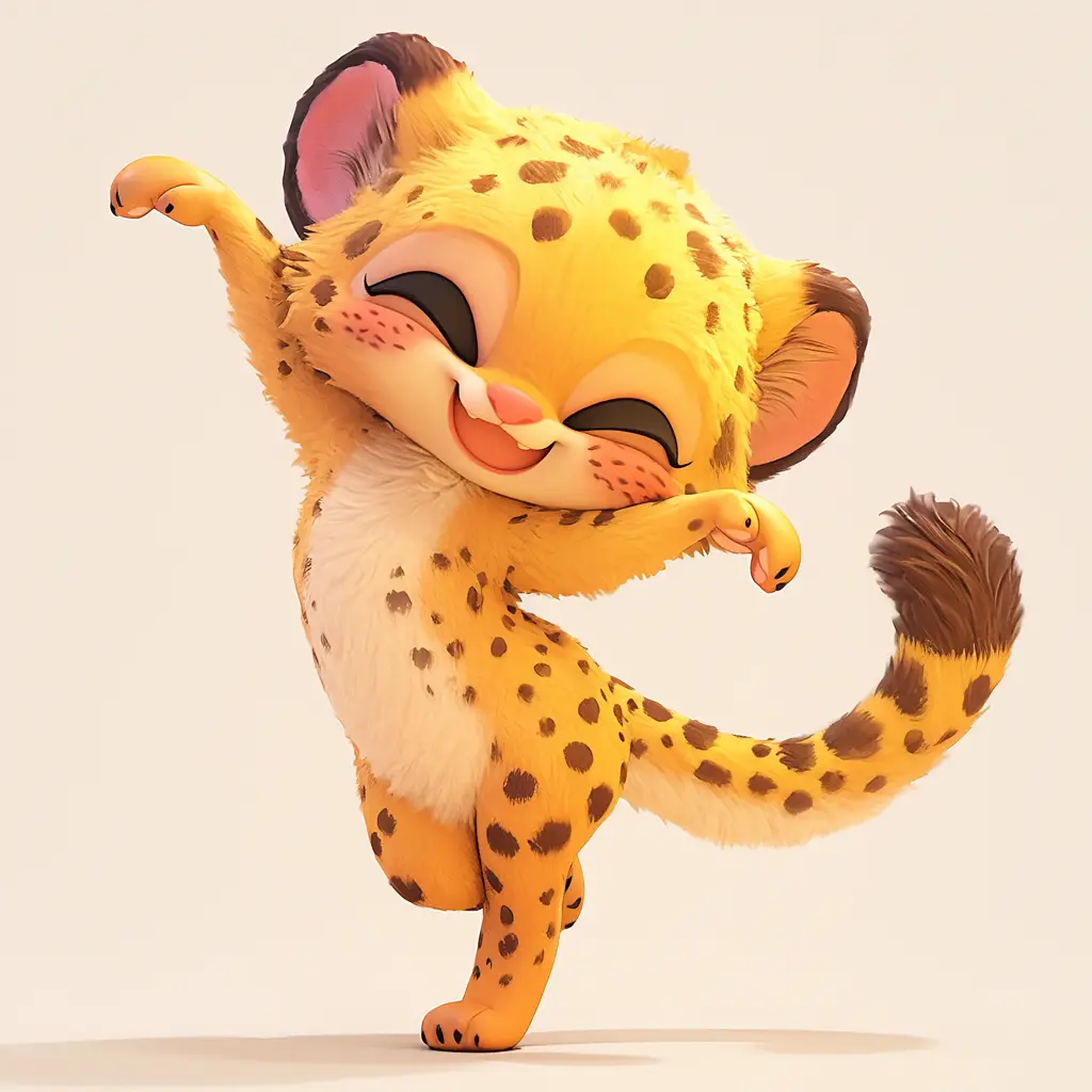 cheetah leopard cute happy 3D character design cartoon
