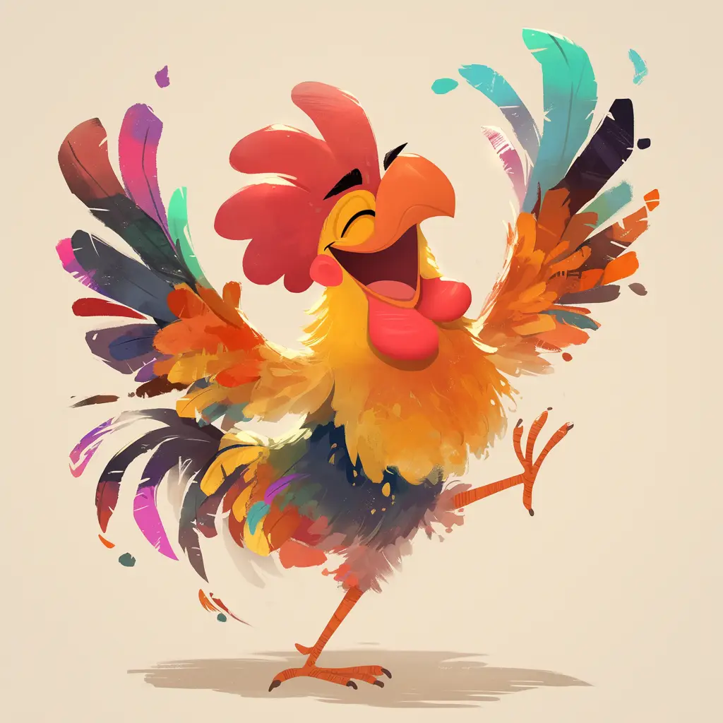 chicken cock rooster cute happy 3D character cartoon design