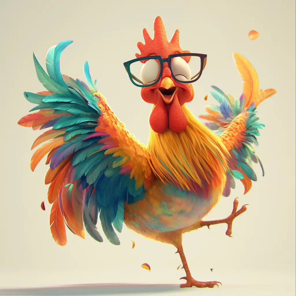 chicken cock rooster cute happy 3D character design cartoon