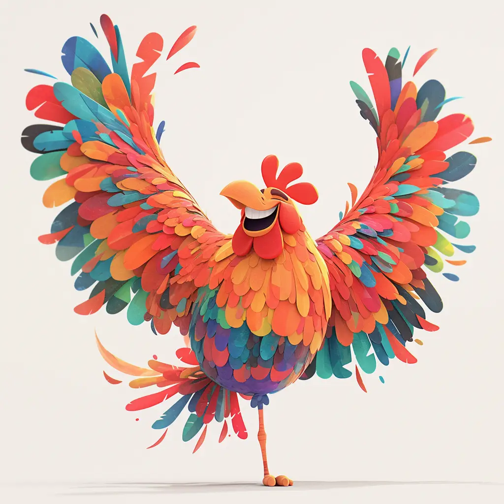 chicken cock rooster cute happy character 3D cartoon design
