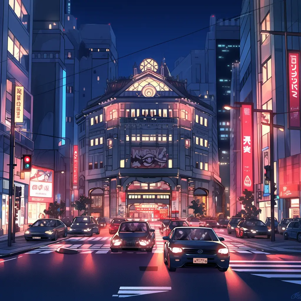city street car building cartoon road illustration