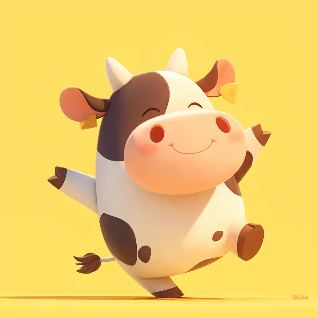 cow cute happy 3D character cartoon design