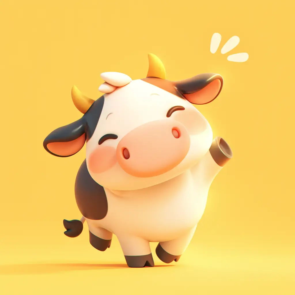 cow cute happy 3D character design cartoon