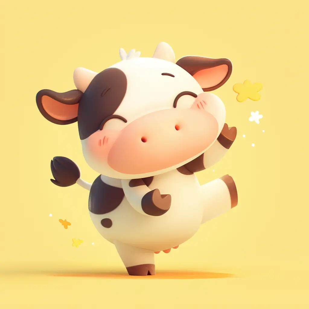 cow cute happy character 3D cartoon design