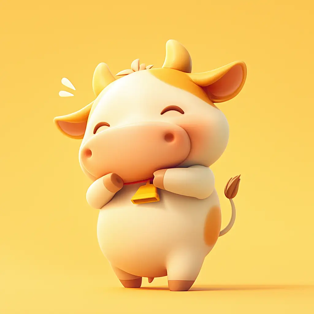 cow cute happy character 3D design cartoon