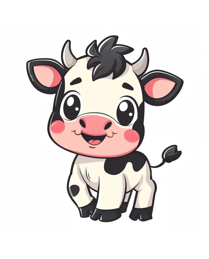 cow logo vector sticker line cute cartoon illustration