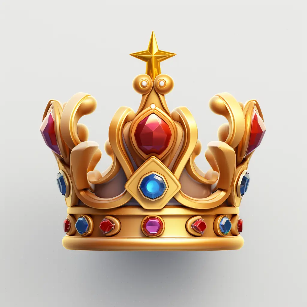 crown icon 3D material game UI golden art gold