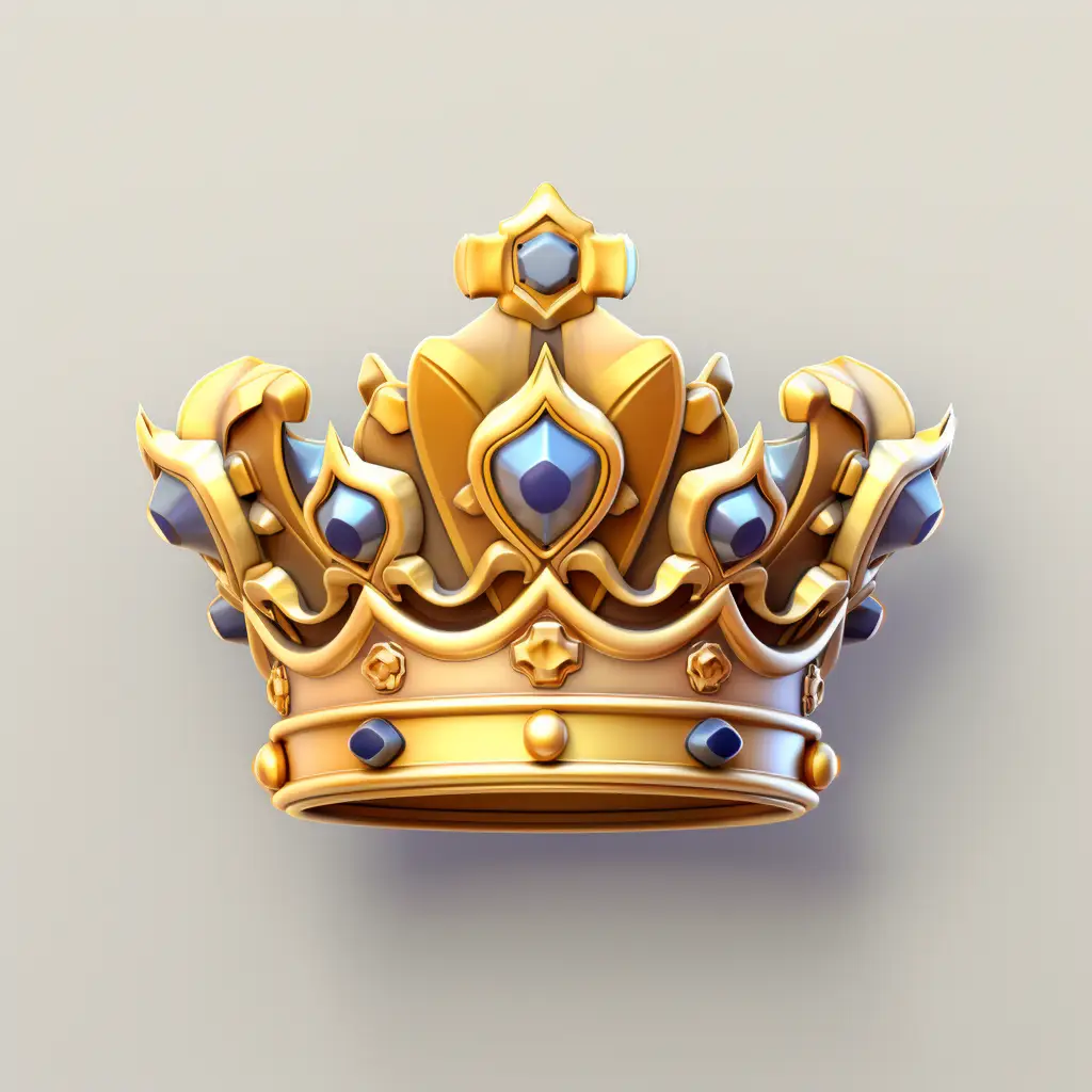 crown icon 3D material game golden art UI gold